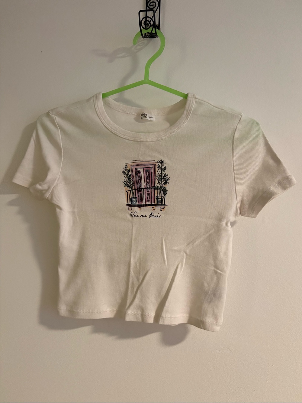 Ardene Cream Tee with Pink Door Balcony Graphic